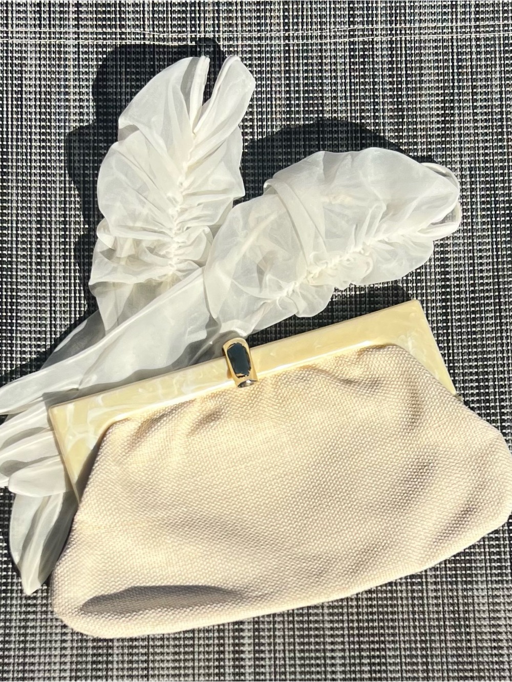 Marshall Field & Co. Made in Italy Lucite Frame Clutch
